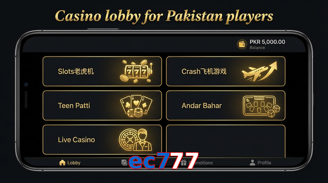Lobby view of Ec777 for Pakistan users